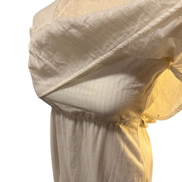 corey lynn calter Womens Size XS Cream Metallic Stripe Strapless Maxi Dress - Picture 5 of 11